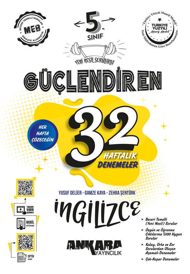 5-Sinif-Guclendiren-32-Haftalik-Ingilizce-Kazanim-Denemeleri_1 Ankara Yayıncılık 5. Sınıf Güçlendiren 32 Haftalık İngilizce Kazanım Denemeleri - Görsel 1